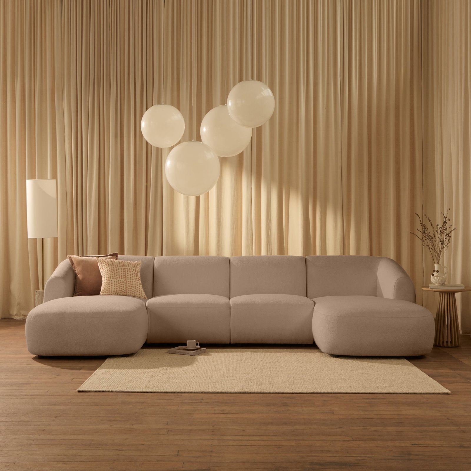 Nathalia Double Chaise Sofa - Soft Beige