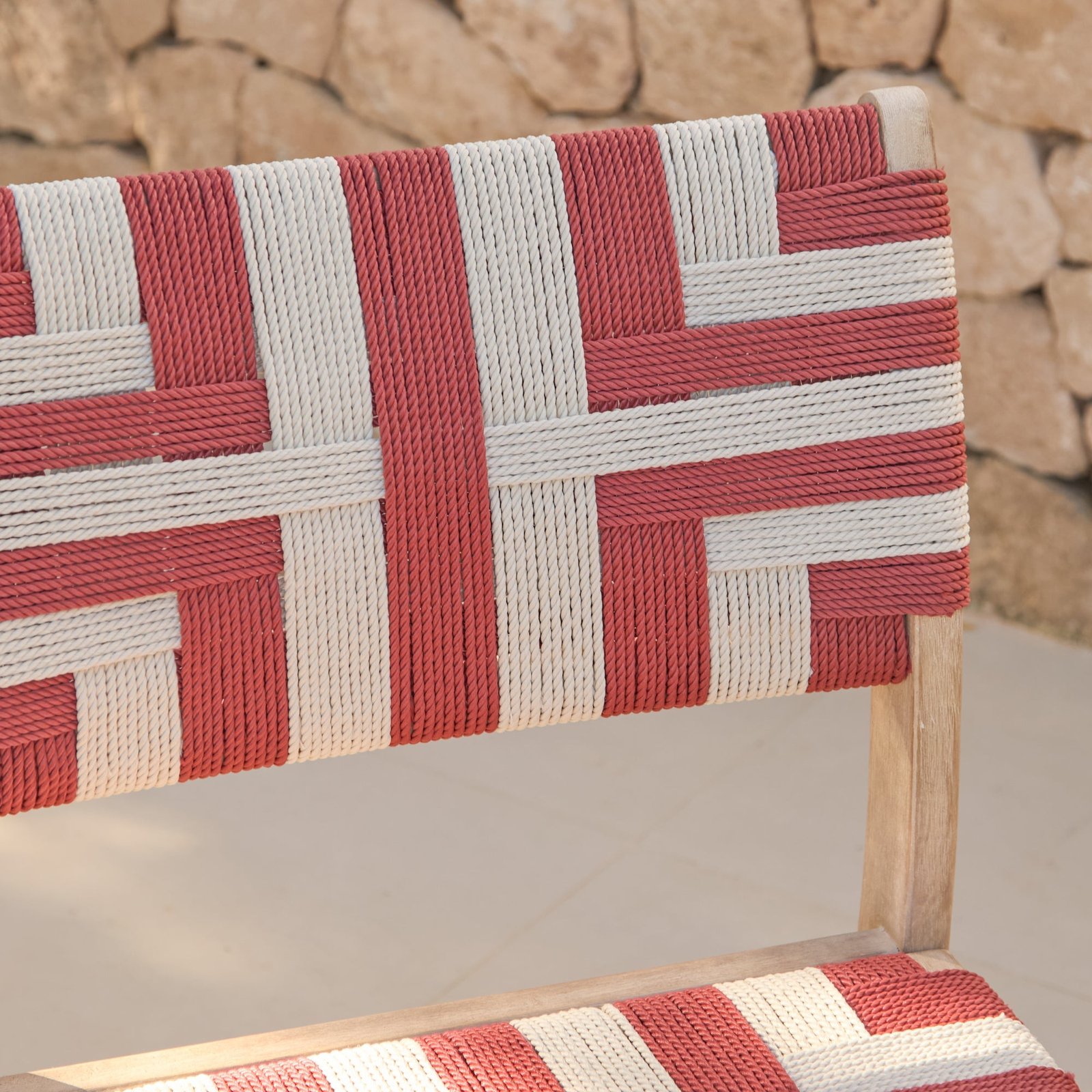 Saffron Brushed Light Acacia Garden Chair - Set of 2 - Beige/Paprika - Image 5