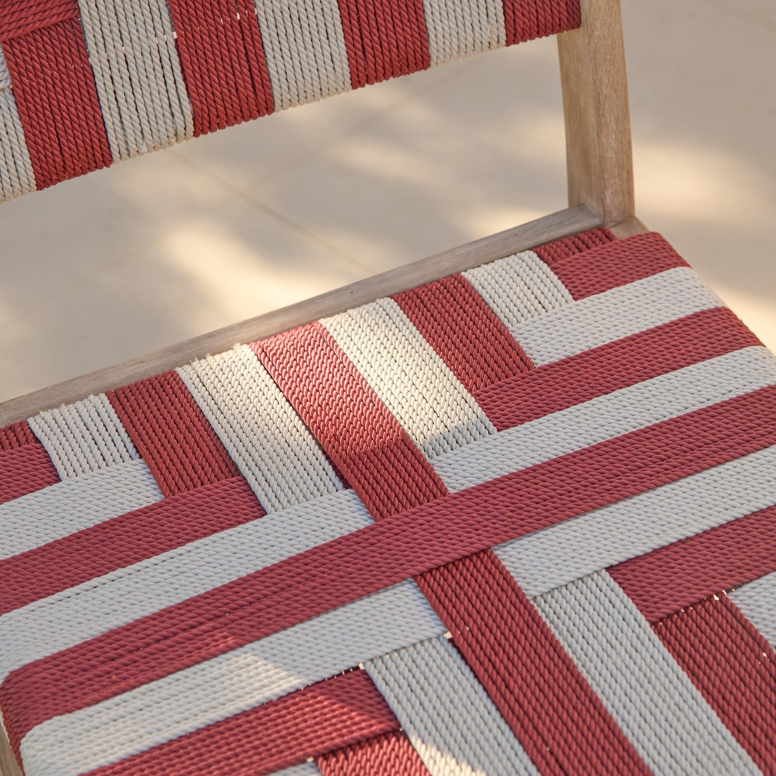 Saffron Brushed Light Acacia Garden Chair - Set of 2 - Beige/Paprika - Image 3