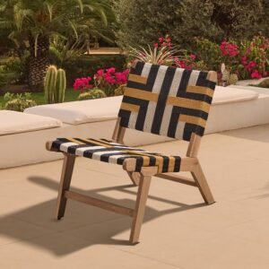 Saffron White Acacia Occasional Chair - Beige/Black/Yellow Rope