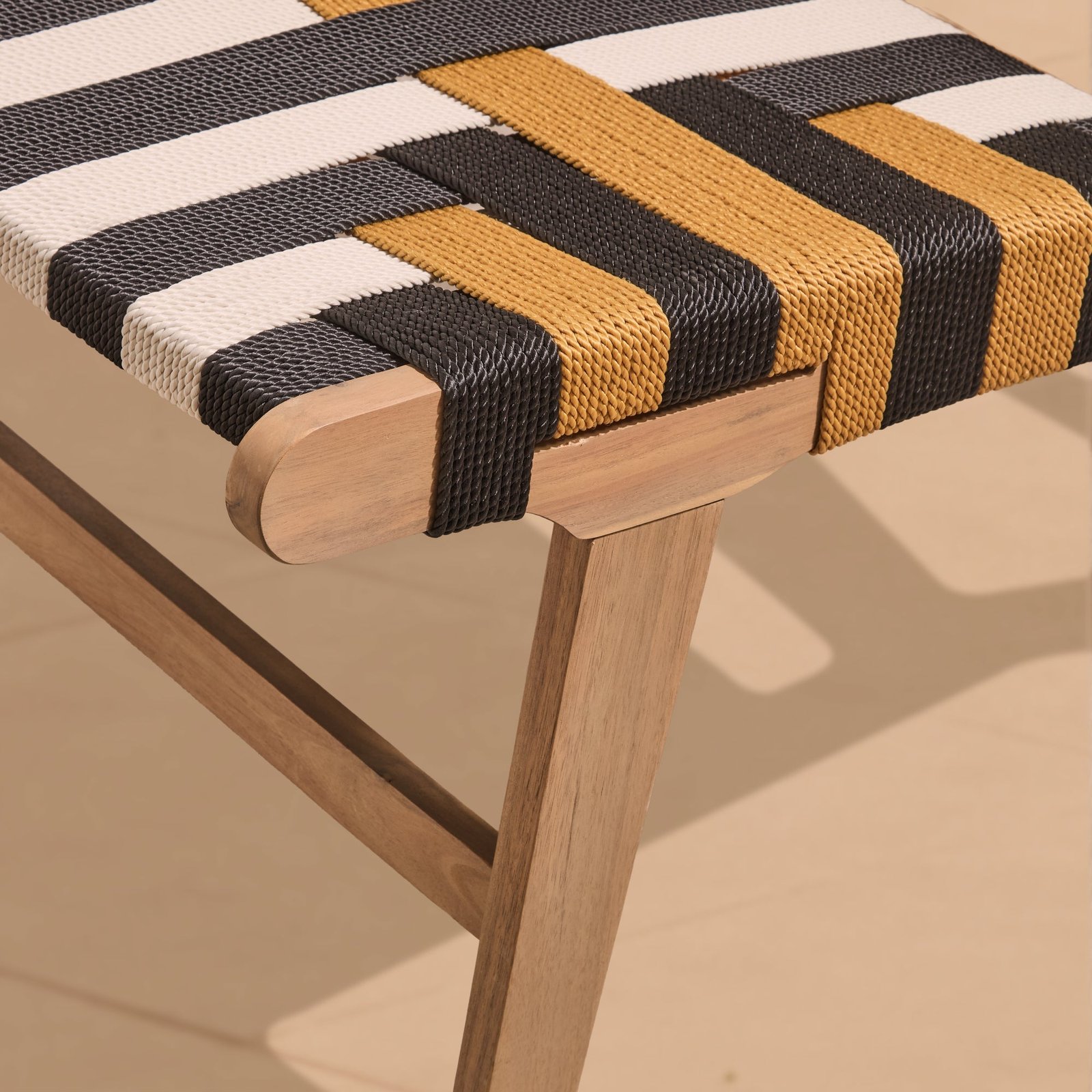 Saffron White Acacia Occasional Chair - Beige/Black/Yellow Rope - Image 7