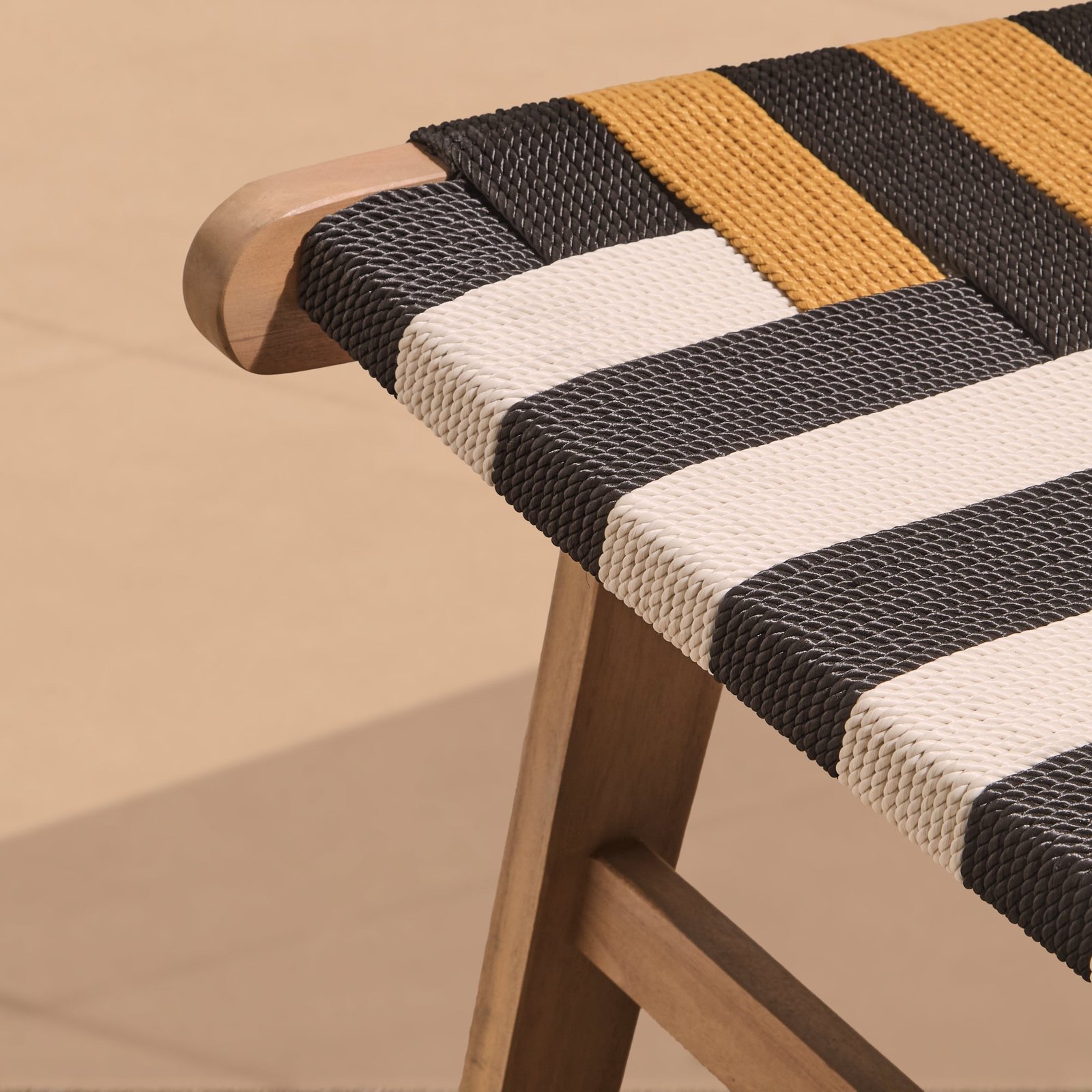 Saffron White Acacia Occasional Chair - Beige/Black/Yellow Rope - Image 5