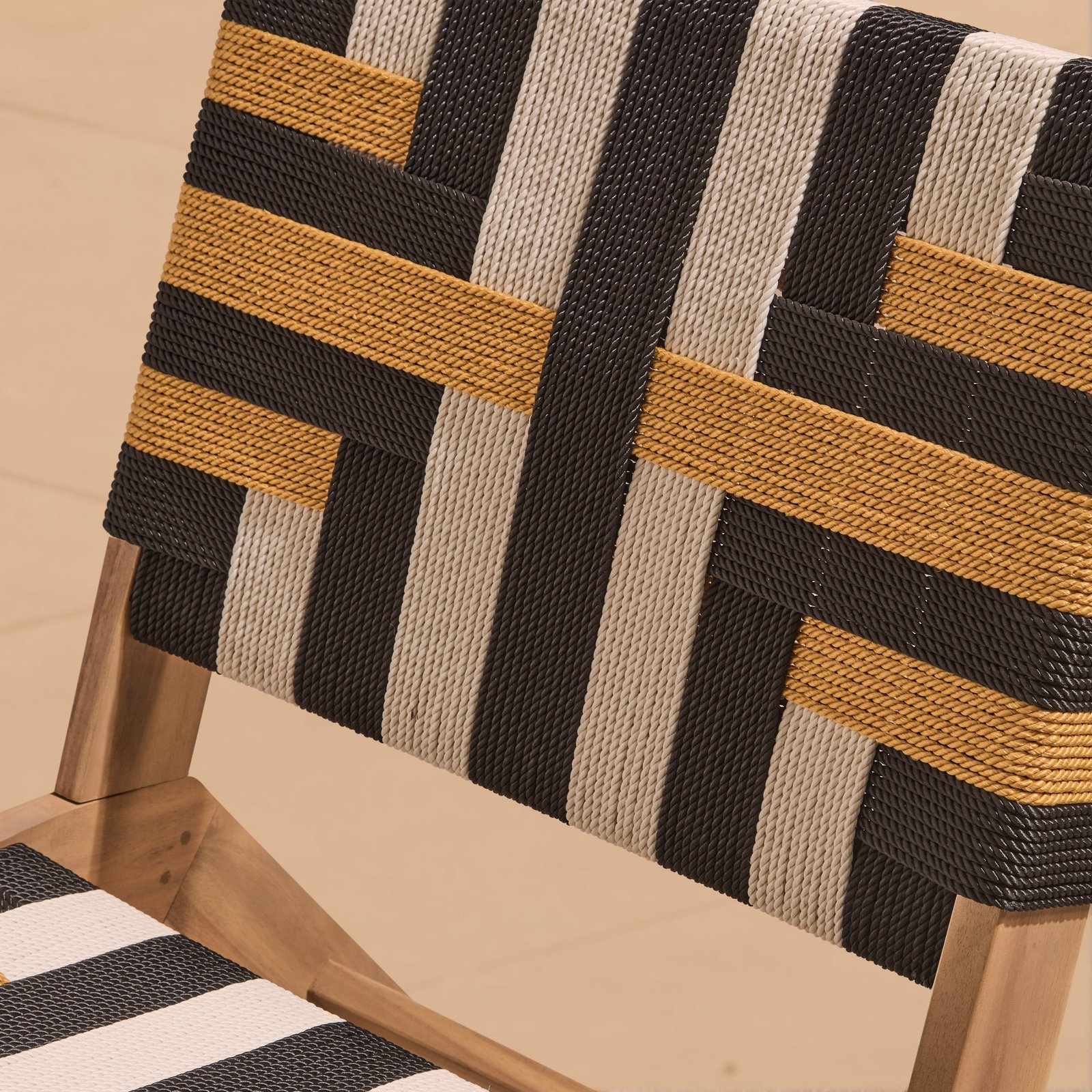 Saffron White Acacia Occasional Chair - Beige/Black/Yellow Rope - Image 3