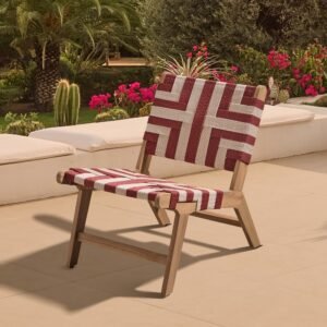 Saffron White Acacia Occasional Chair - Beige/Paprika Rope