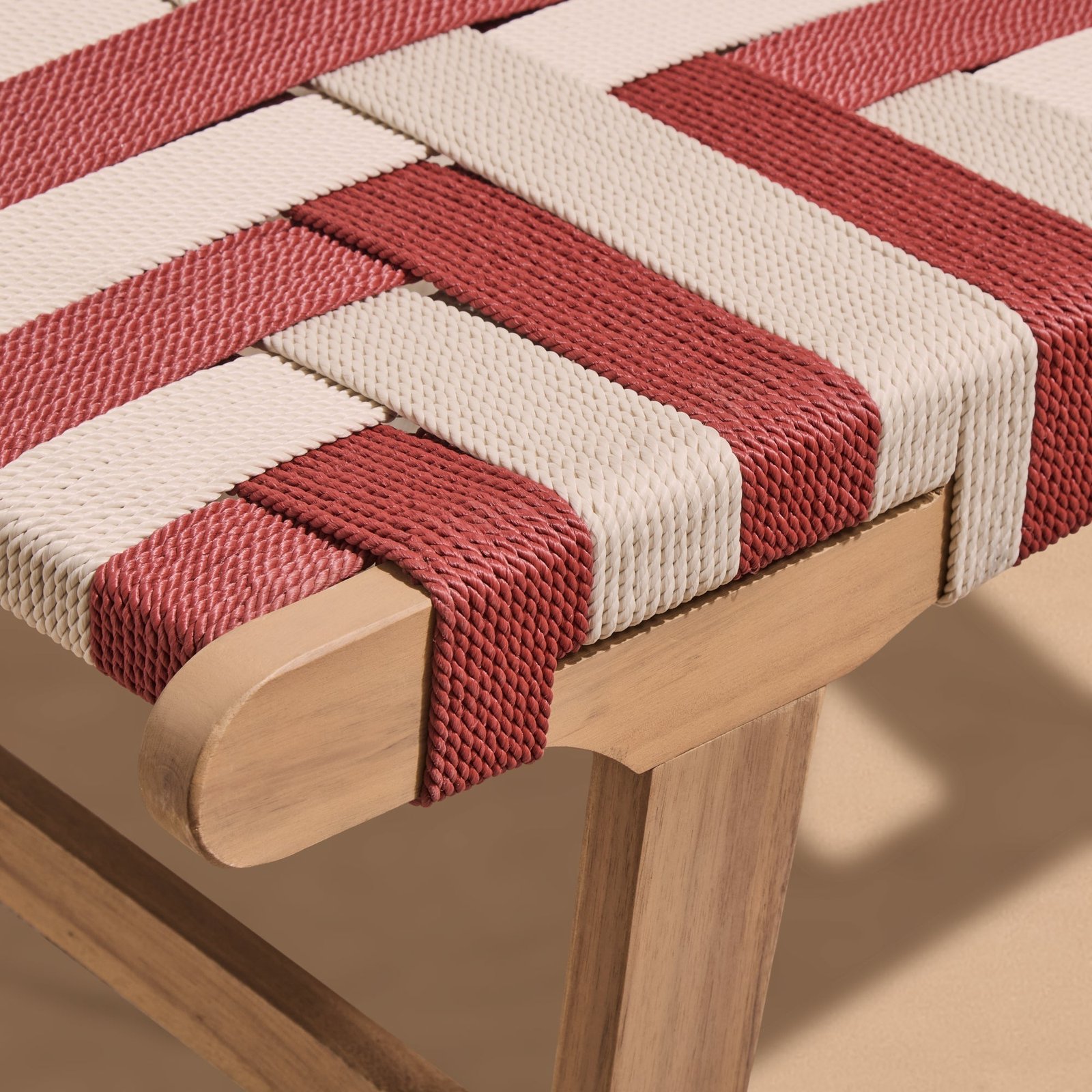 Saffron White Acacia Occasional Chair - Beige/Paprika Rope - Image 2