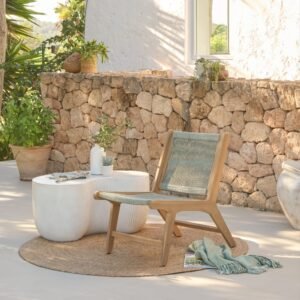 Seren White Acacia Occasional Garden Chair - Mottled Green Rope