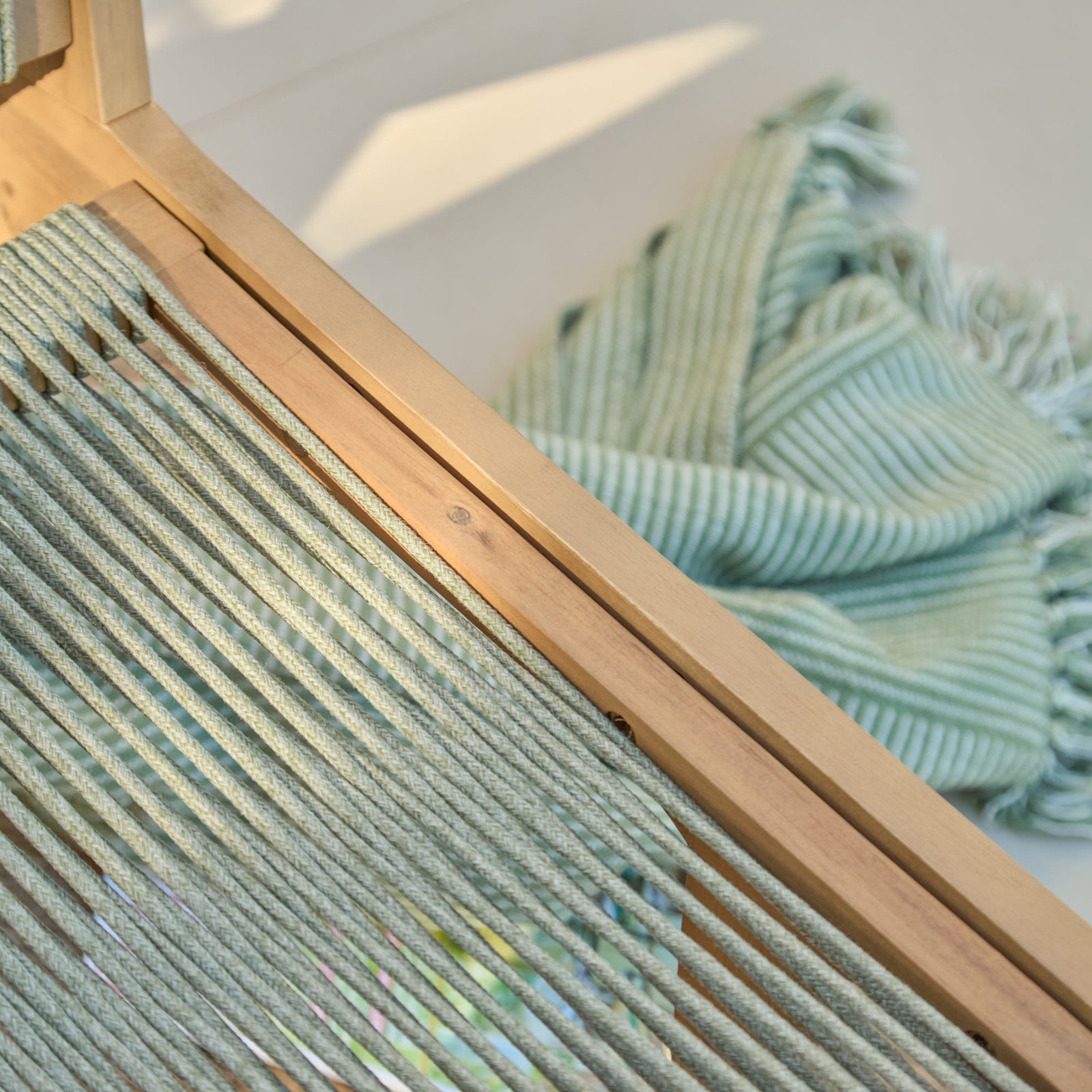 Seren White Acacia Occasional Garden Chair - Mottled Green Rope - Image 5