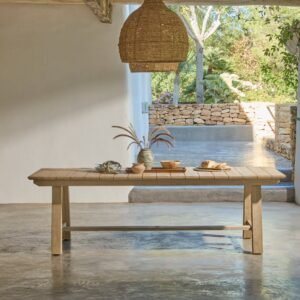 Shiro 8 Seater Wooden Garden Dining Table - Brushed Light Acacia