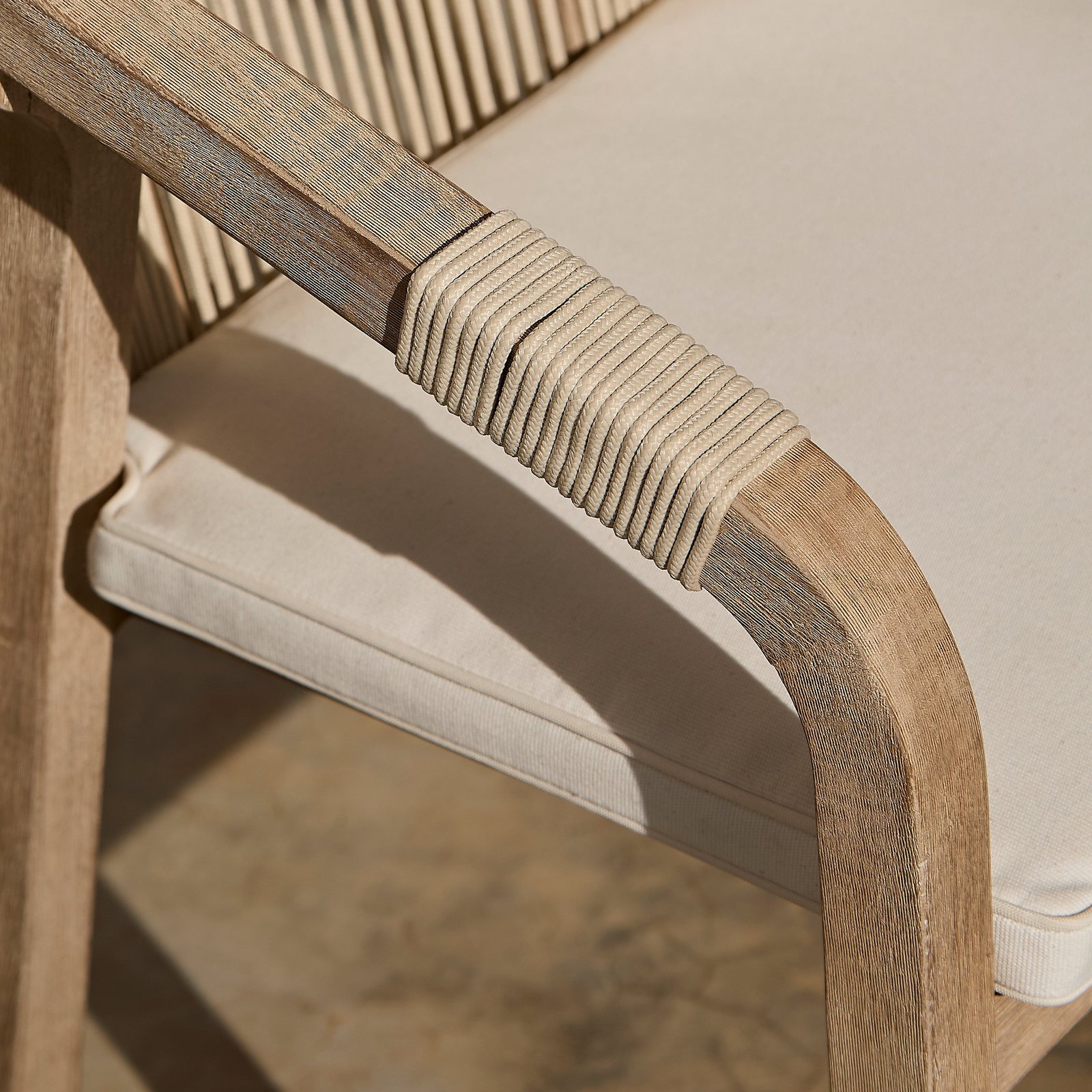 Shiro Wooden Garden Chairs - Set of 2 - Beige Rope - Image 3