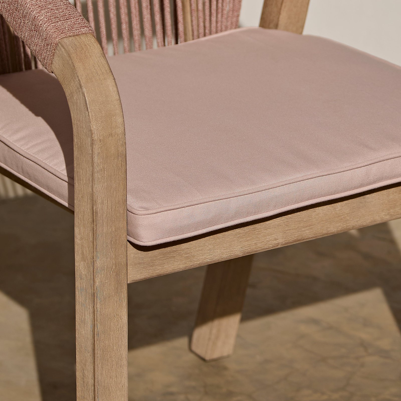 Shiro Wooden Garden Chairs - Set of 2 - Pink Rope - Image 6