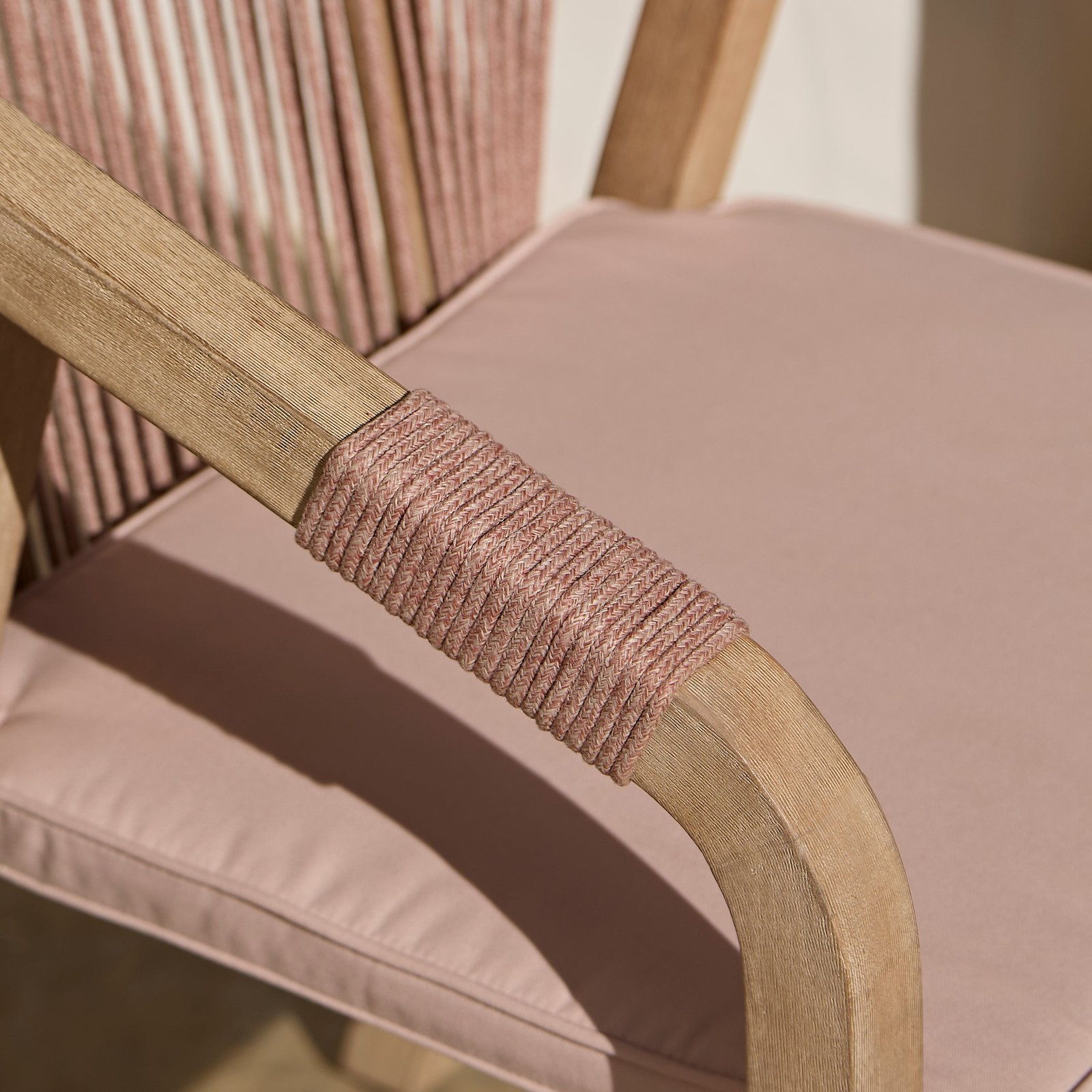 Shiro Wooden Garden Chairs - Set of 2 - Pink Rope - Image 3