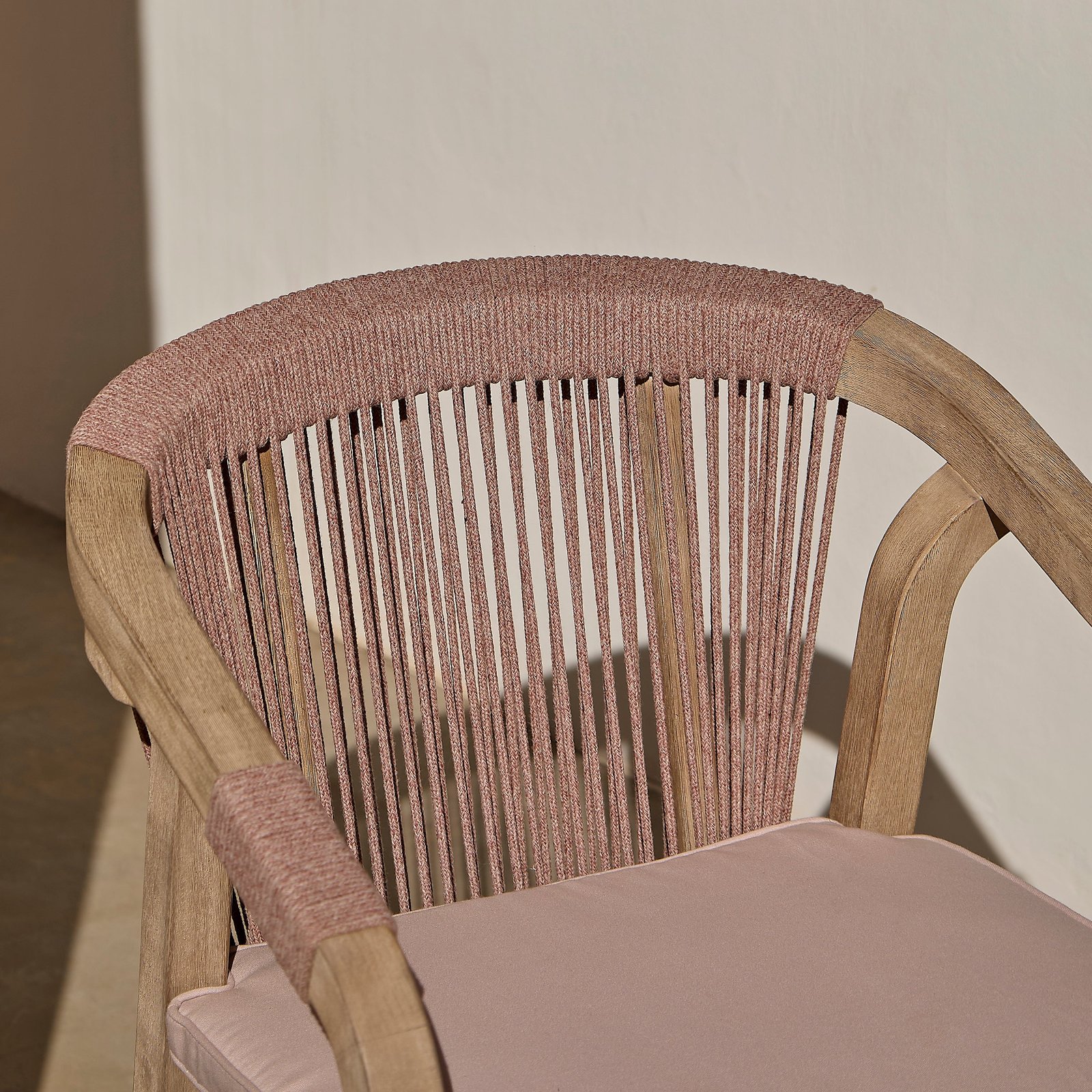 Shiro Wooden Garden Chairs - Set of 2 - Pink Rope - Image 2