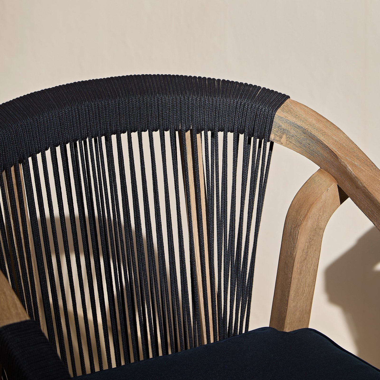 Shiro Wooden Garden Chairs - Set of 2 - Navy Rope - Image 2