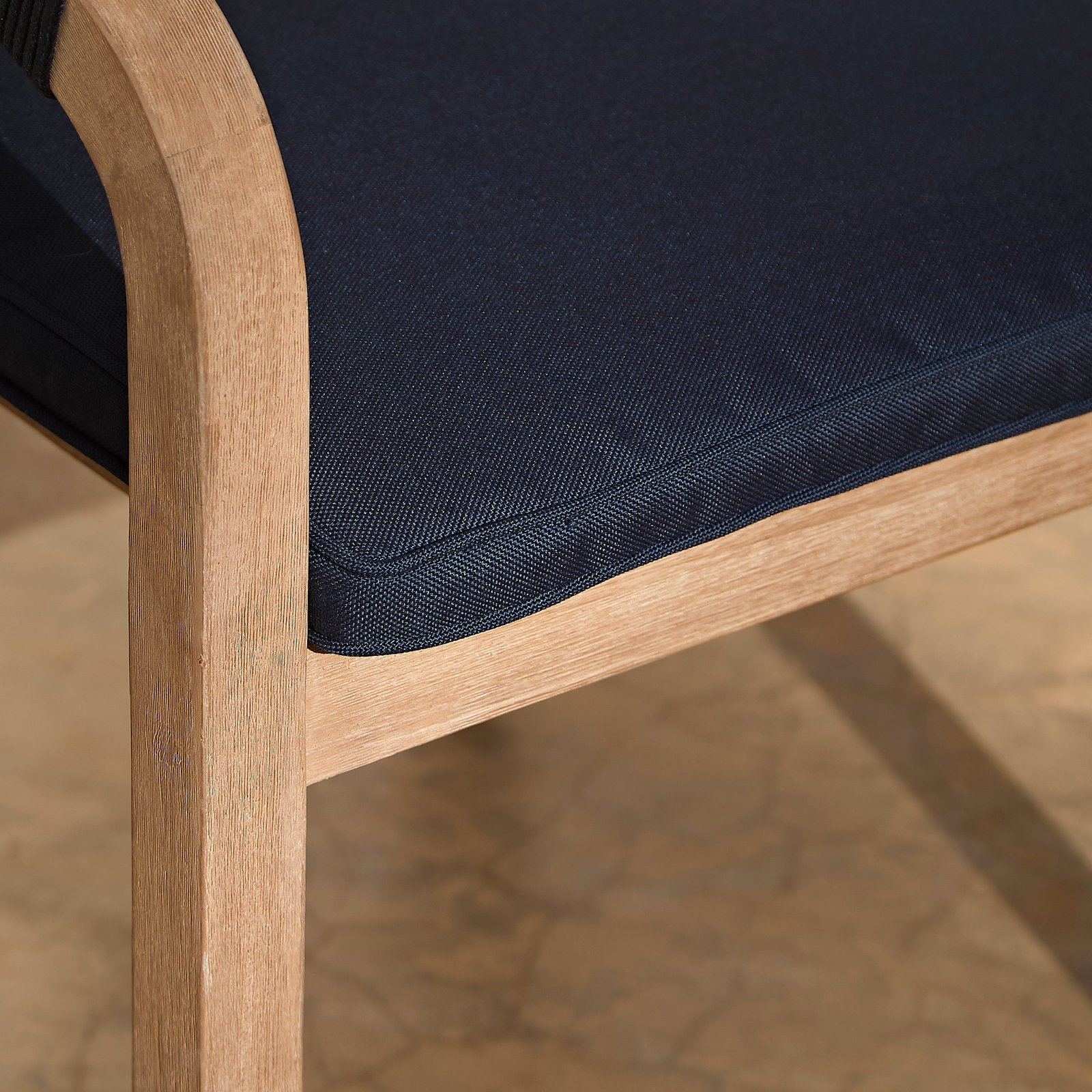 Shiro Wooden Garden Chairs - Set of 2 - Navy Rope - Image 5