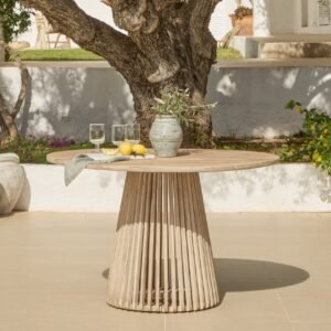 Willow Round Wooden Garden Table - Brushed Light Acacia
