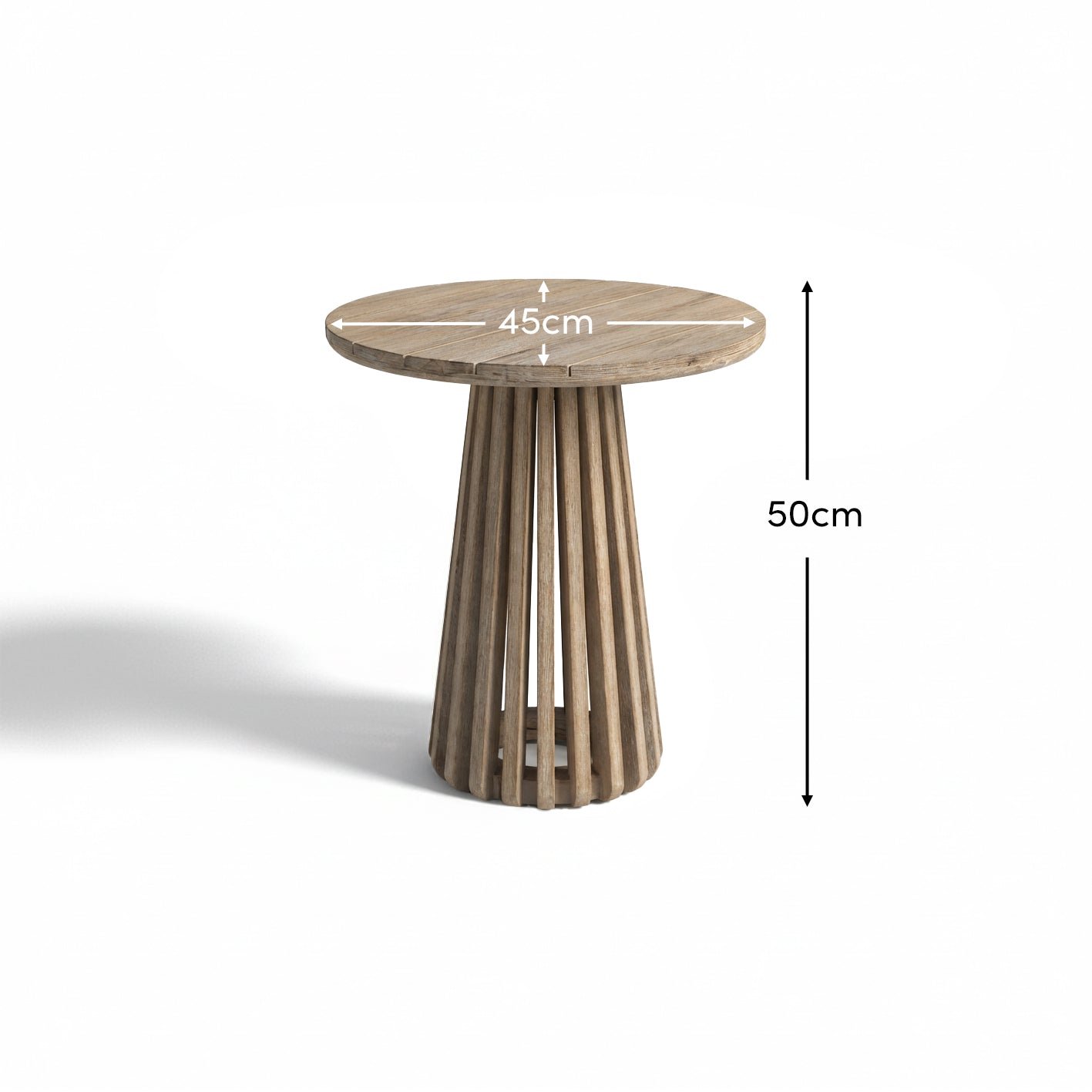 Willow Round Wooden Garden Side Table - Brushed Light Acacia - Image 8