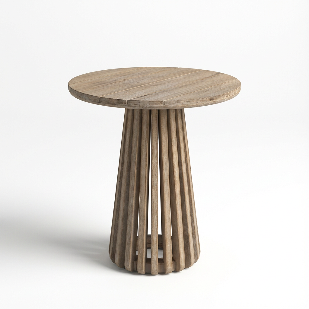 Willow Round Wooden Garden Side Table - Brushed Light Acacia - Image 7