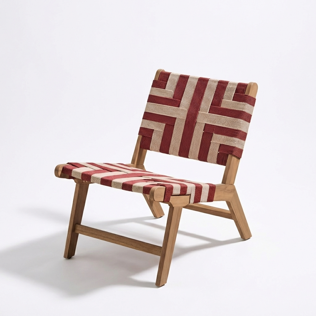 Saffron White Acacia Occasional Chair - Beige/Paprika Rope - Image 7