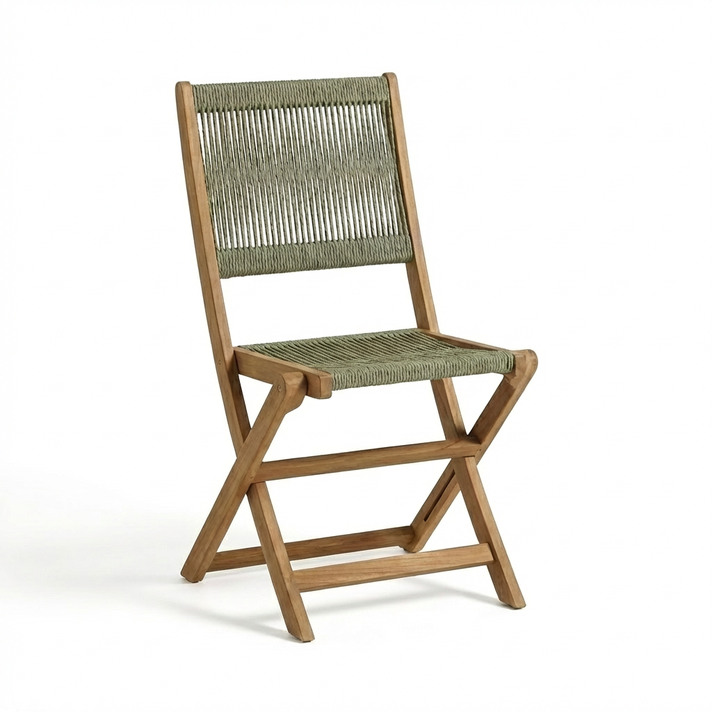 Ashby 4 Seater White Acacia Garden Dining Set with Cove Green Rope Chairs - 130cm - Image 9